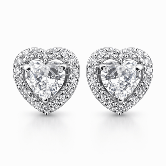 Amora Heart Halo Stud Earrings