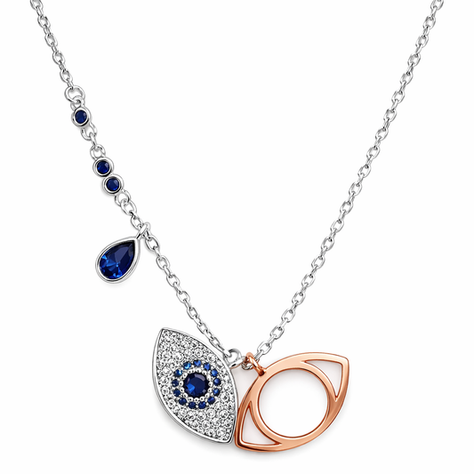 Dual Tone Evil Eye Necklace