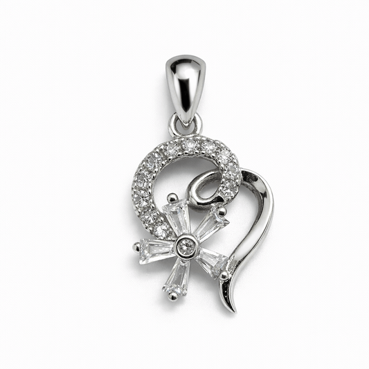 Abstract Heart Floral CZ Pendant