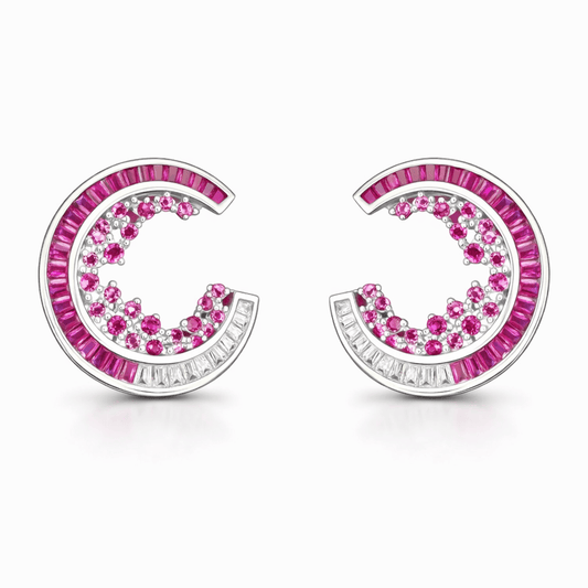 Aurora Pink Circle Stud Earrings