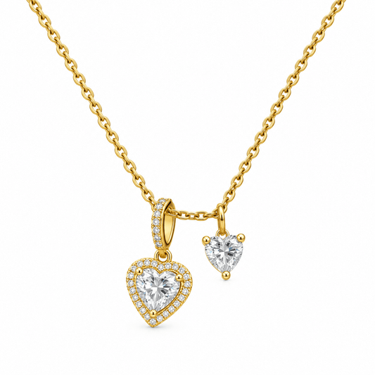 Double Heart Charm Necklace