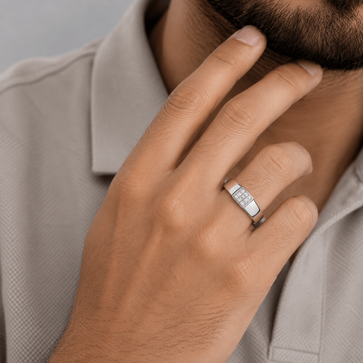 Square Cluster CZ Adjustable Ring