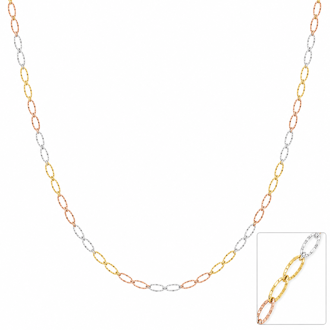 Tri Tone Oval Link Chain