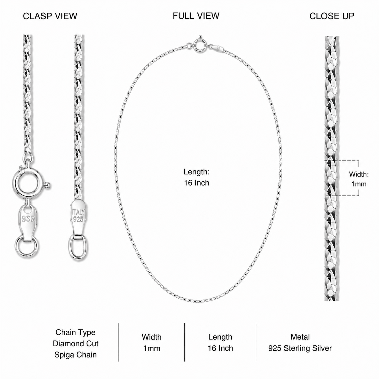 Silver Diamond Cut Chain