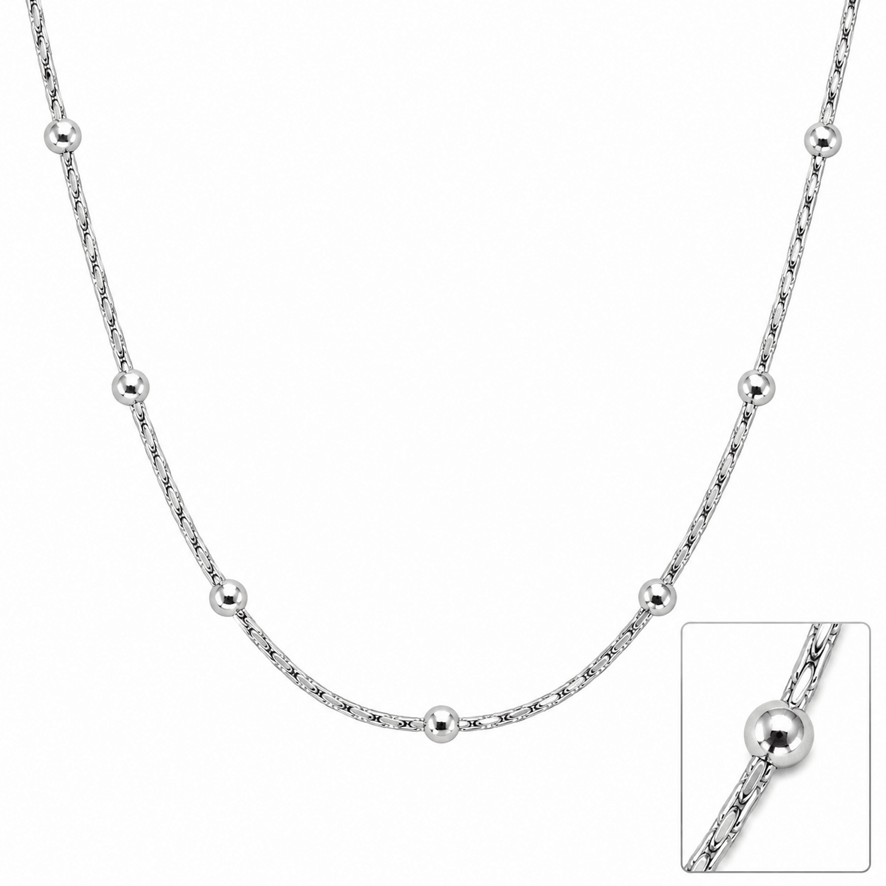Silver Beaded Link Chain