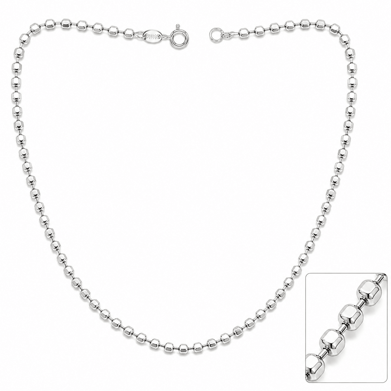 Silver Cube Beaded Chain