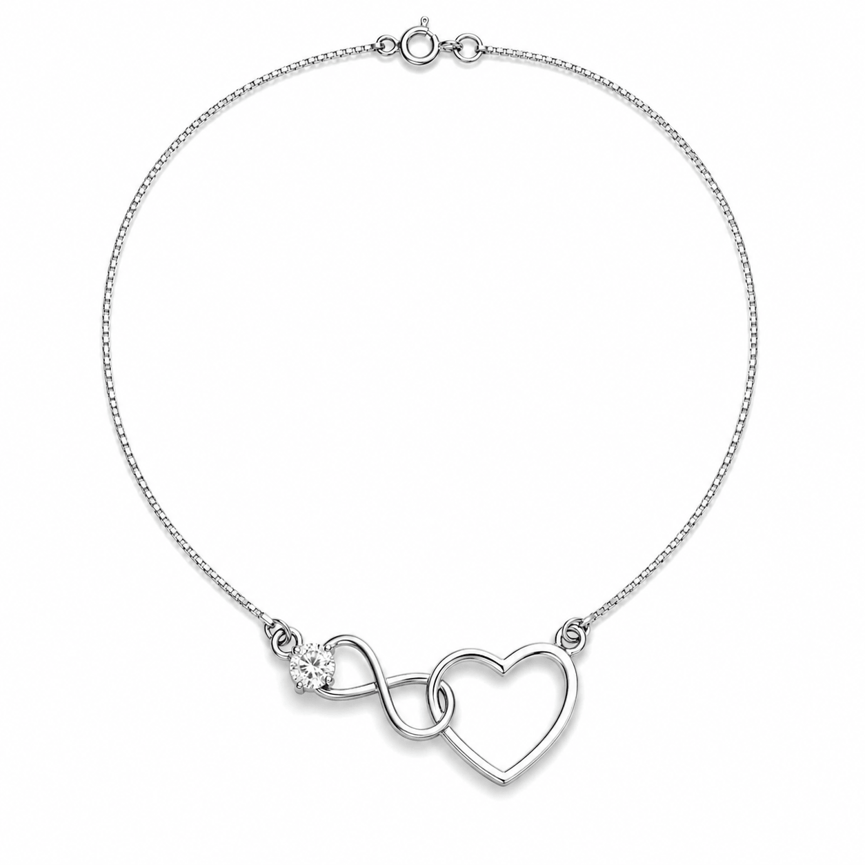 Silver Heart Infinity Necklace