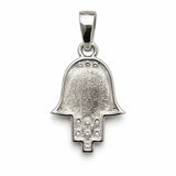 Silver Tone Evil Eye Hamsa Pendant with CZ Studded Protective Charm Design