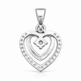 Elegant Silver Tone Double Heart CZ Pendant with Halo Sparkle Design