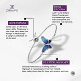 Blue Butterfly Sparkle 925 Silver Bracelet for Ladies