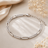 Dual CZ Link Bracelet in 925 Sterling Silver