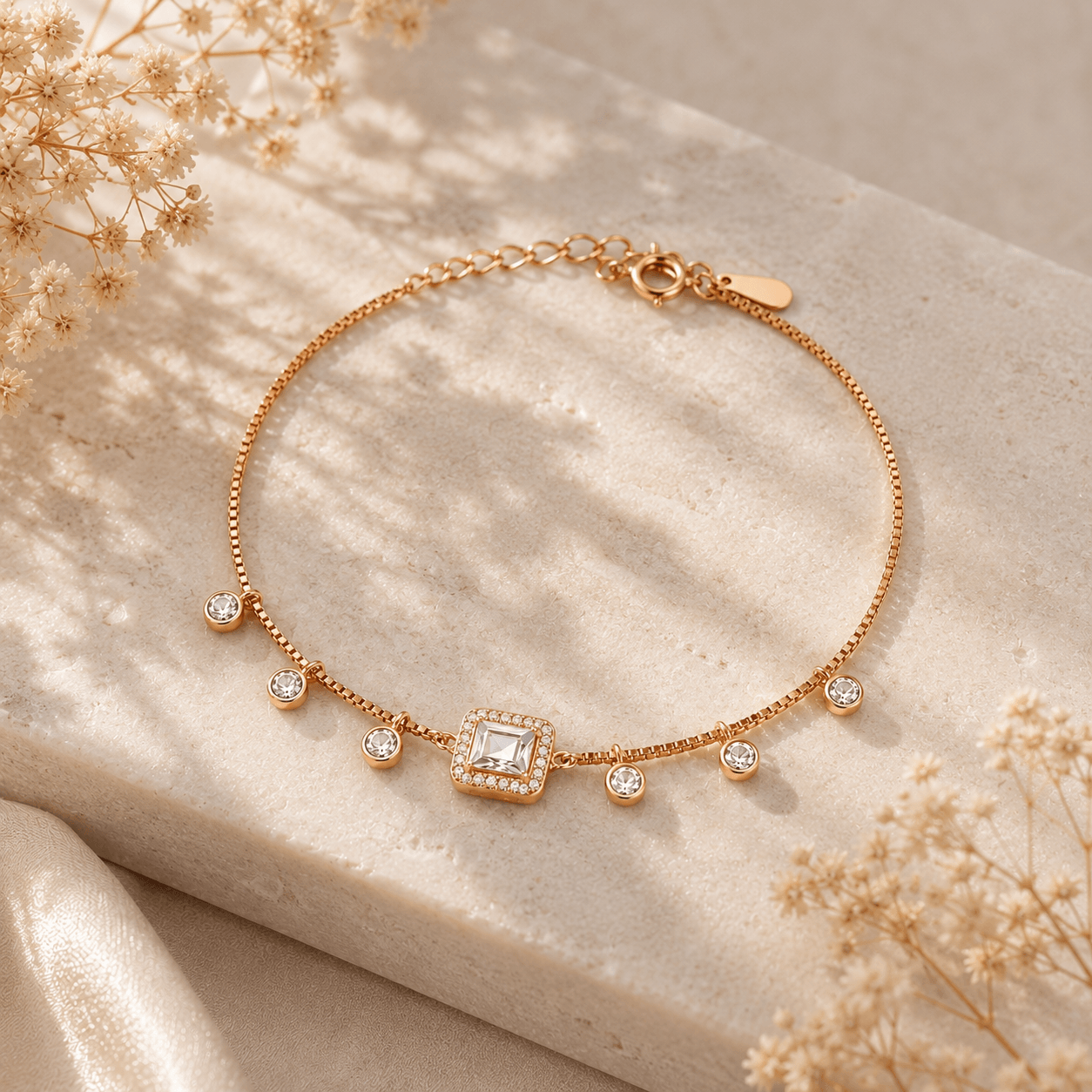Delicate CZ Charm Bracelet