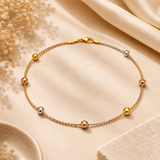 Tri Tone Beaded Chain in 925 Sterling Silver