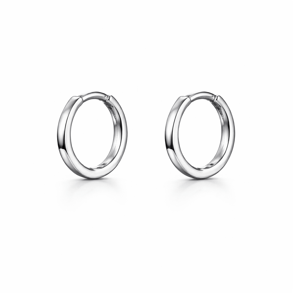 Silver Tone 1 cm Mini Bali Hoop Earrings with Natural Curve Design