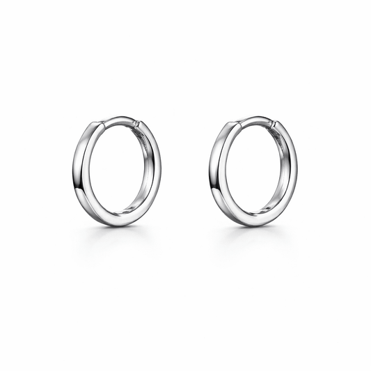 Silver Tone 1 cm Mini Bali Hoop Earrings with Natural Curve Design