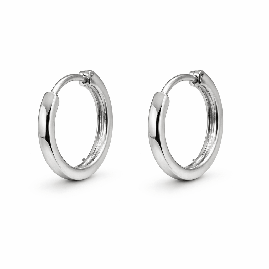 Silver Tone 1 cm Mini Bali Hoop Earrings with Natural Curve Design