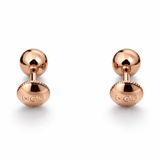 Rose Gold Tone Ball Stud Earrings with High Polish Minimal Finish