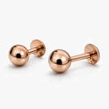 Rose Gold Tone Ball Stud Earrings with High Polish Minimal Finish
