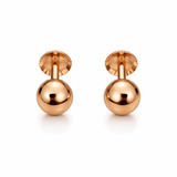 Rose Gold Tone Ball Stud Earrings with High Polish Minimal Finish