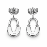 Silver Tone U-Shaped Drop Earrings with Layered Arc Minimal Design