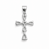 Cross Pendant Silver Tone Teardrop Crystal Elegant Sparkling Statement Jewellery
