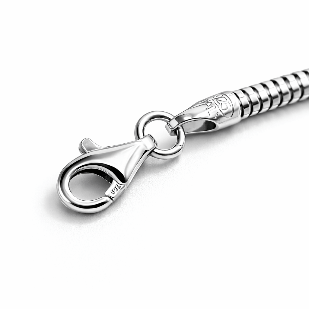 Sleek Silver-Tone Snake Chain Necklace Smooth Flexible Minimal Design