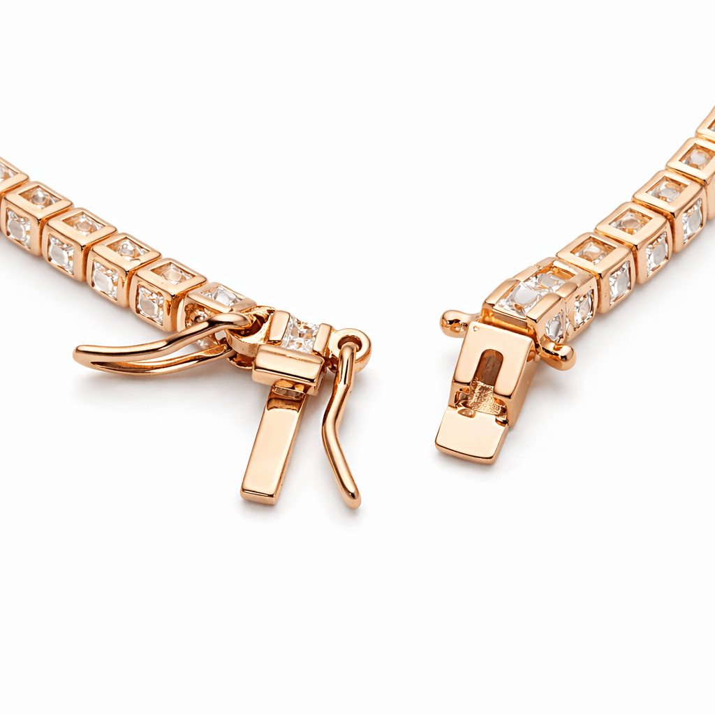 Premium Gold Tone Tennis Bracelet with Sparkling CZ Stone Line Design