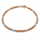 Dual Tone Gold and Silver Beaded Textured Anklet with Modern Finish
