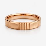 Rose Gold-Tone Textured Band Ring with Grooved Minimal Modern Design