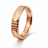 Rose Gold-Tone Textured Band Ring with Grooved Minimal Modern Design