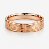 Rose Gold-Tone Textured Band Ring with Minimal Linear Pattern Design