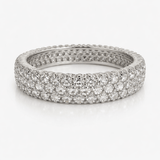Silver-Tone Full Eternity CZ Band Ring with Multi-Row Pavé Setting