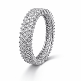 Silver-Tone Full Eternity CZ Band Ring with Multi-Row Pavé Setting