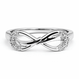 Silver Tone Infinity Loop Ring with CZ Accented Ends Elegant Design