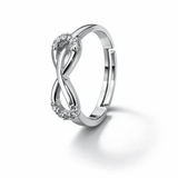 Silver Tone Infinity Loop Ring with CZ Accented Ends Elegant Design