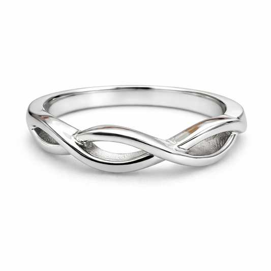Silver Tone Infinity Twist Ring with Smooth Minimal Fluid Design