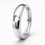 Silver Tone Minimal Heart Ring with Polished Slim Band Elegant Design
