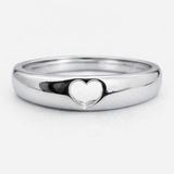 Silver Tone Minimal Heart Ring with Polished Band Subtle Design