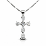 Cross Pendant Silver Tone Teardrop Crystal Elegant Sparkling Statement Jewellery