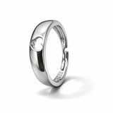 Silver Tone Minimal Heart Ring with Polished Band Subtle Design