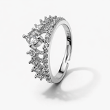 Silver Tone Pear Cut CZ Ring with Crown Style Multi Stone Band
