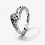 Silver Tone Twist Solitaire Ring with CZ Accents Elegant Modern Design