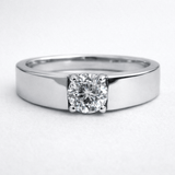 Silver Tone Classic Solitaire Ring with Round CZ Minimal Design