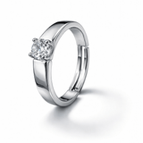 Silver Tone Classic Solitaire Ring with Round CZ Minimal Design
