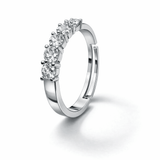 Silver Tone Five Stone CZ Ring with Classic Row Elegant Design
