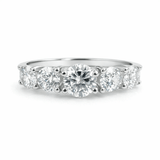 Silver Tone Five Stone CZ Ring with Classic Row Elegant Design