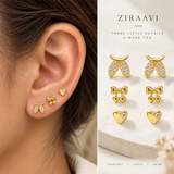 Bow, Heart & Sparkle Stud Earrings