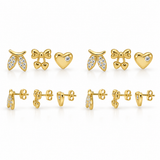 Bow, Heart & Sparkle Stud Earrings