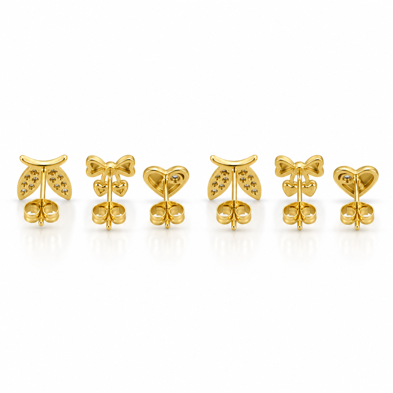 Bow, Heart & Sparkle Stud Earrings