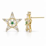 Green Gemstone Star Stud Earrings